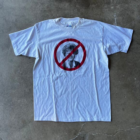 VINTAGE ANTI BARBARA ROBERTS OREGON GOVERNOR POLITICAL SHIRT LARGE 90S WHITE - Picture 1 of 6